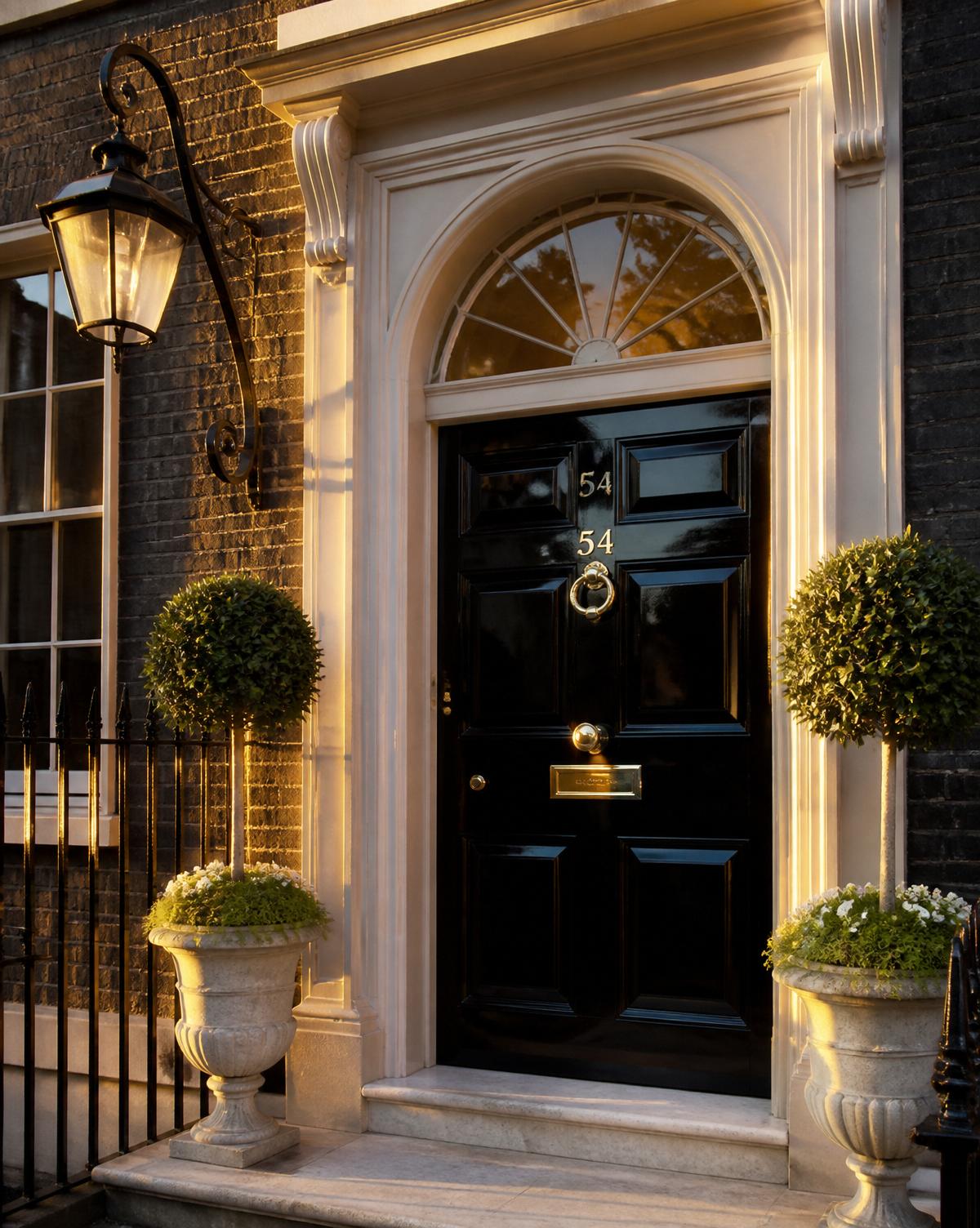 A London tradesman painting a heritage front door